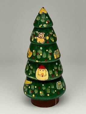 Vintage Summit Collection Wooden Nesting Christmas Tree Hand Painted Holiday